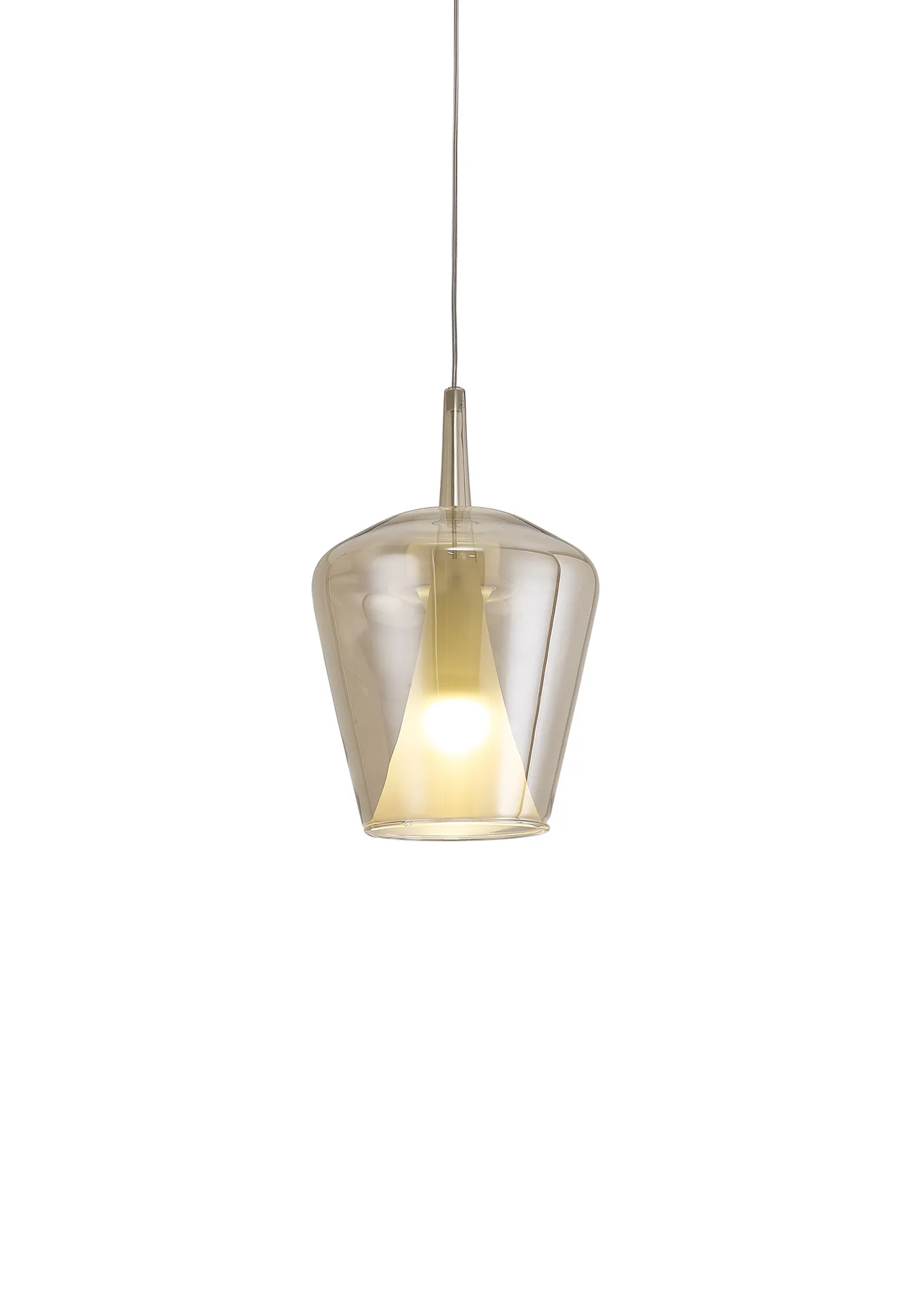 M8249  Elsa Assembly Pendant (WITHOUT PLATE) Inverted Bell Shade 1 Light Bronze Glass